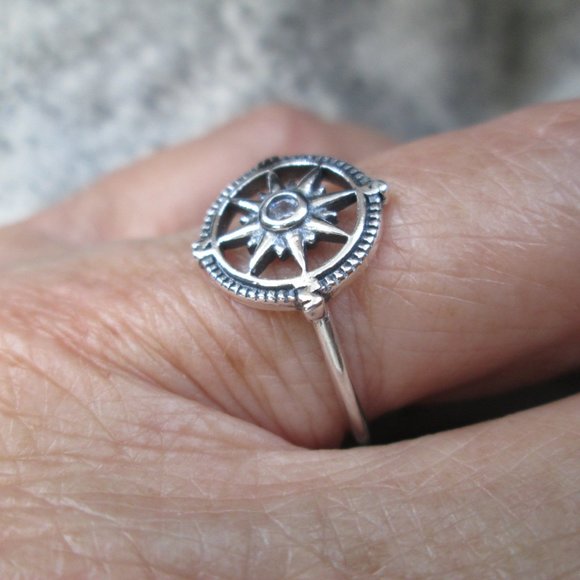 Nautical Compass Ring>925 Sterling Compass Ring,Nautical ring,Compass Ring, 925 - Picture 5 of 6